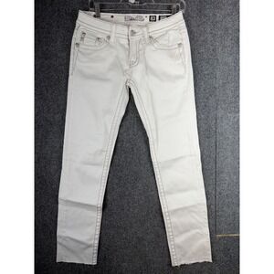 Miss Me Skinny Jeans White Sequin Pockets Raw Hem Women's Size 28 JE573752L